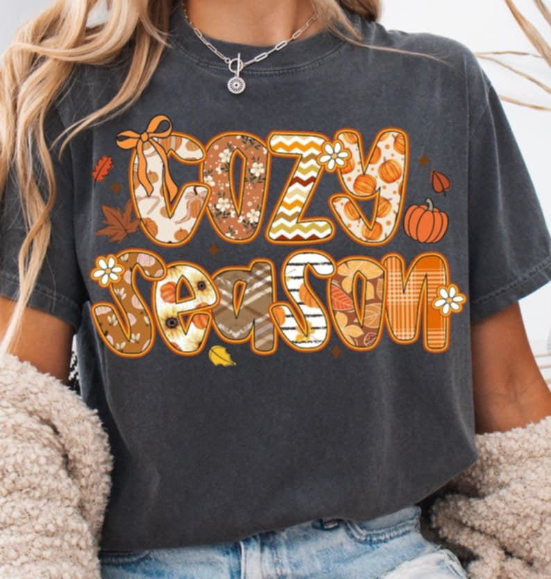 Cozy Season Fall Letters DTF transfer
