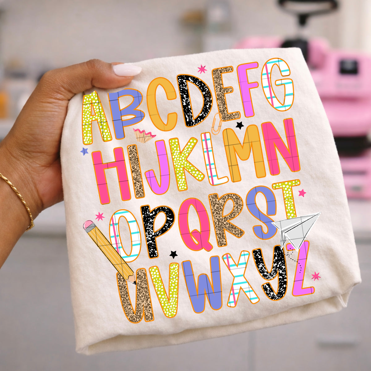 Alphabet with pencil (CSC) DTF Transfer