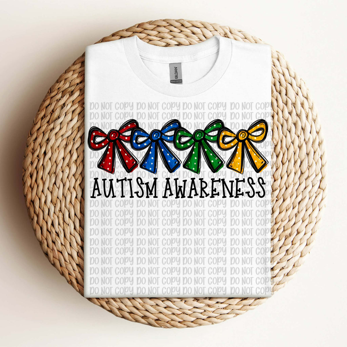 Autism Awareness bows (black words) (VP) DTF transfer