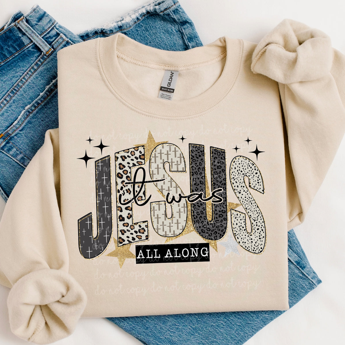 It was Jesus all along with gold stars 116777 DTF Transfer