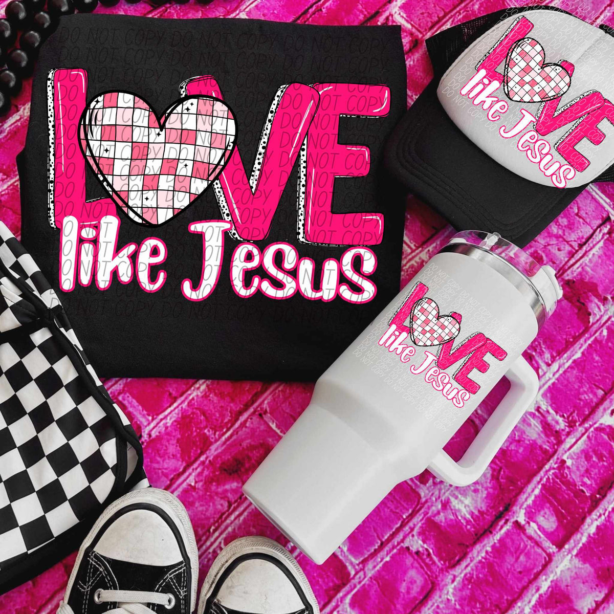 Love like Jesus checkered heart (CITY) 75755 DTF transfer