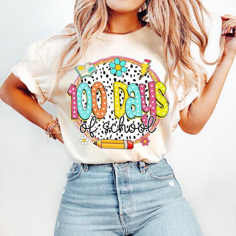 100 days of school circle 77621 DTF transfer