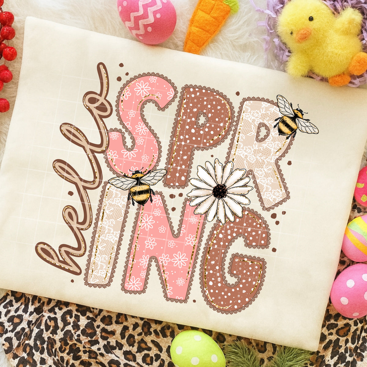 Hello Spring with bees (CSC) DTF Transfer