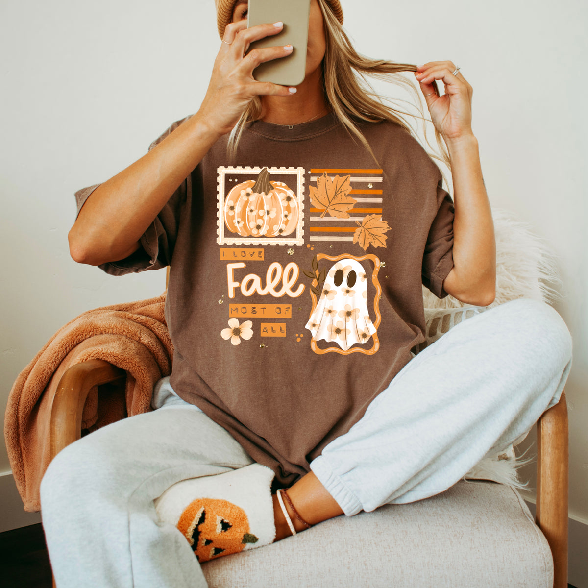 I love fall most of all floral pumpkin & ghost (CSC) DTF Transfer