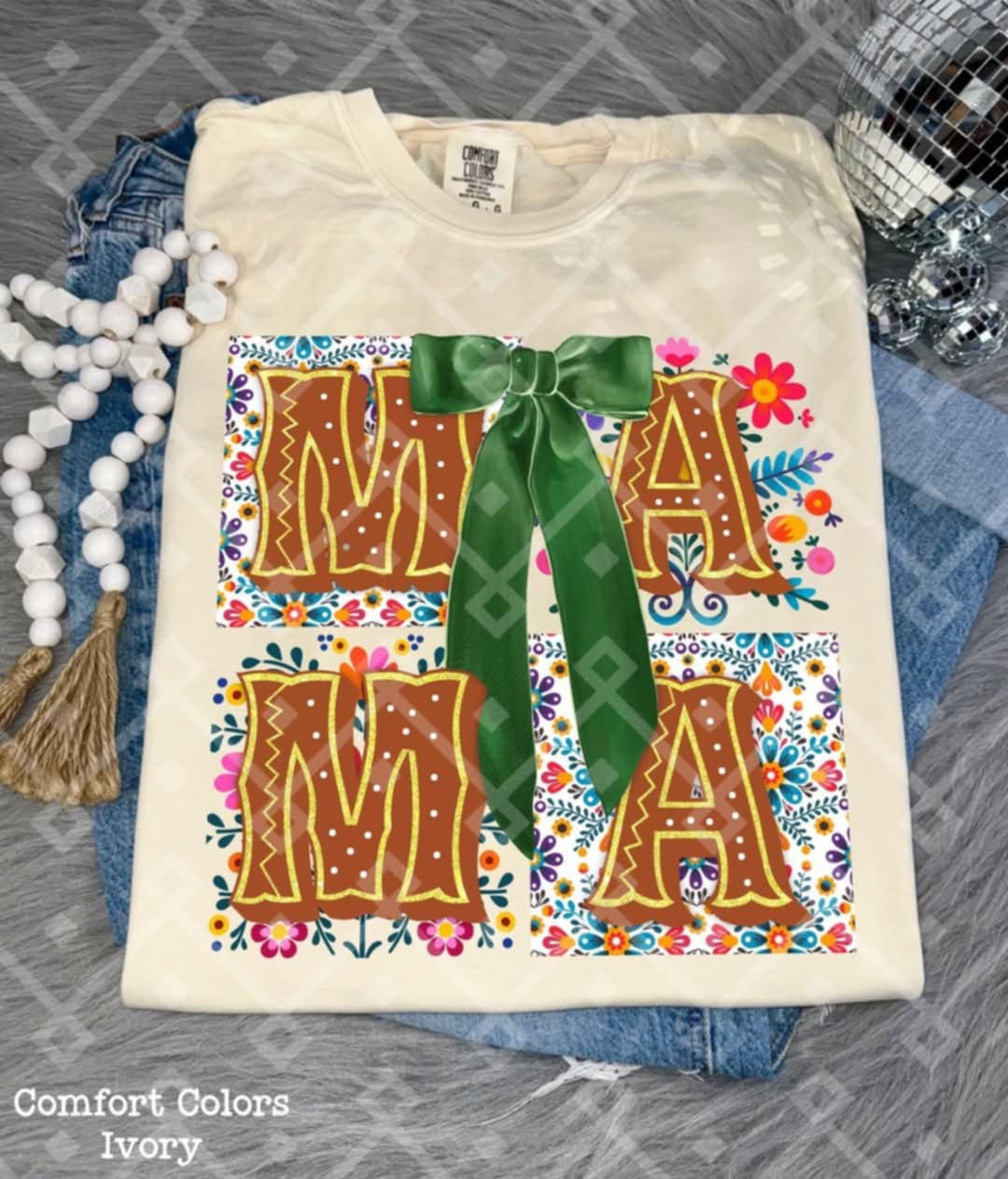 Mama green bow (Crafti) 103223 DTF transfer