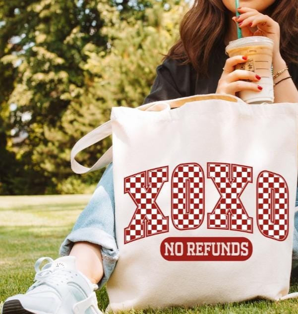 Xoxo no refunds red checkered 75876 DTF transfer