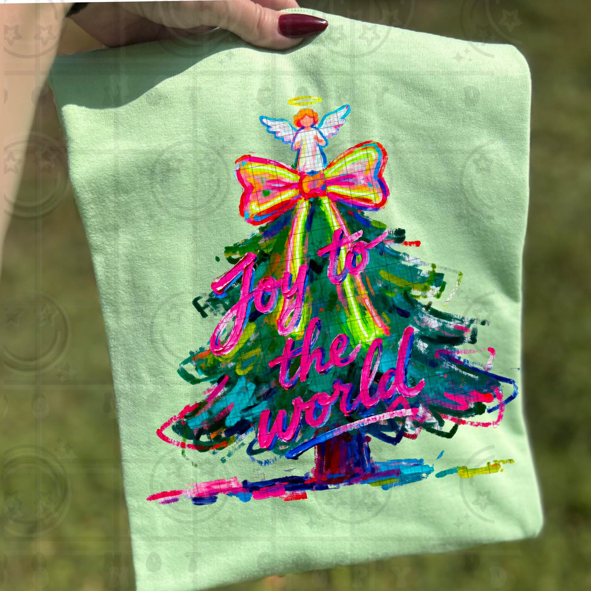 Joy to the world faux paint tree (HW) DTF Transfer
