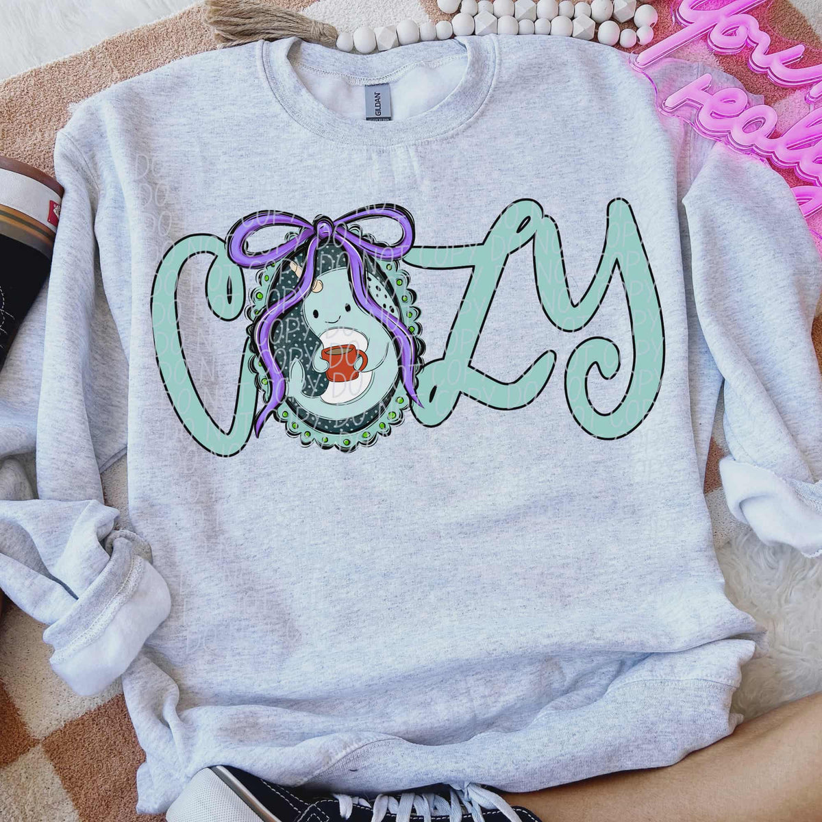 Cozy axolotl frame (city) DTF transfer