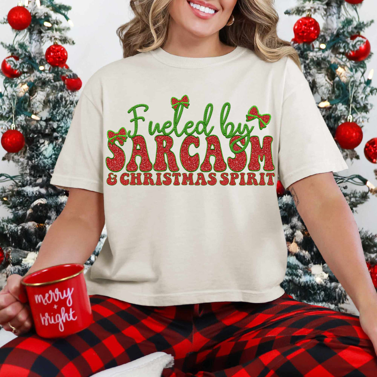 Fueled by sarcasm & Christmas spirit (HW) 67093 DTF transfer
