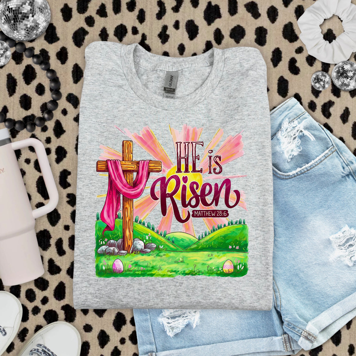 He is risen cross and sun DTF Transfer