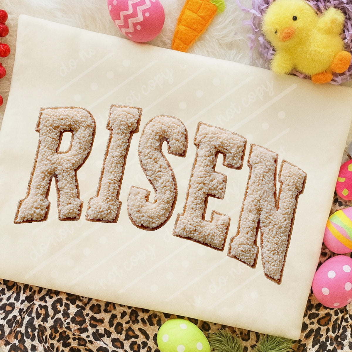 Risen tan faux patch DTF Transfer