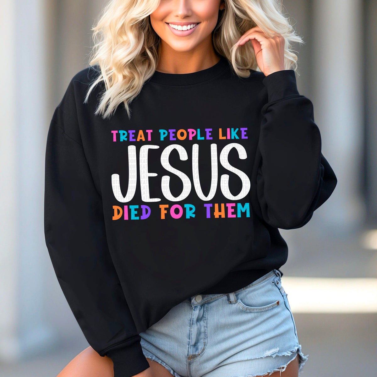 Treat people like Jesus does for them colorful and white 91652 DTF transfer
