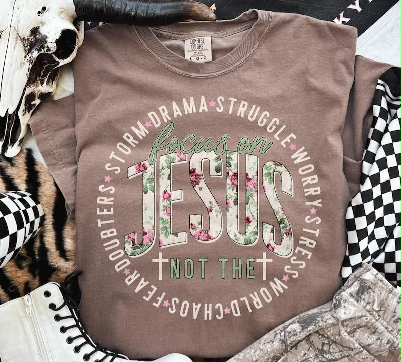 Focus on Jesus circle DTF Transfer