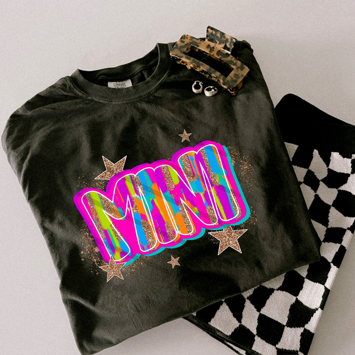 Mini Rainbow and glitter gold stars scarlow 110371 DTF transfer