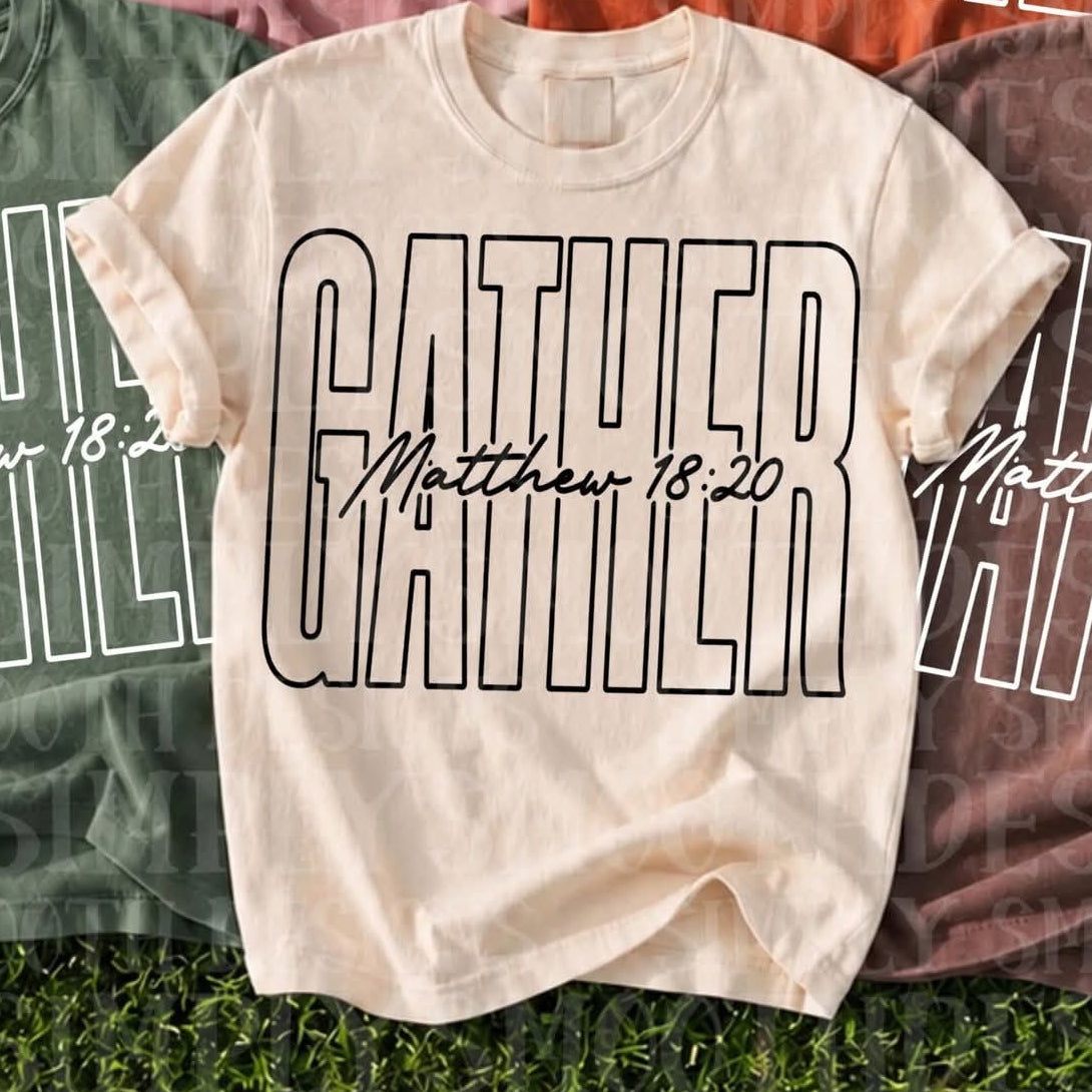 Gather Matthew 18:20 BLACK  SUNDAY SPECIAL DTF transfer