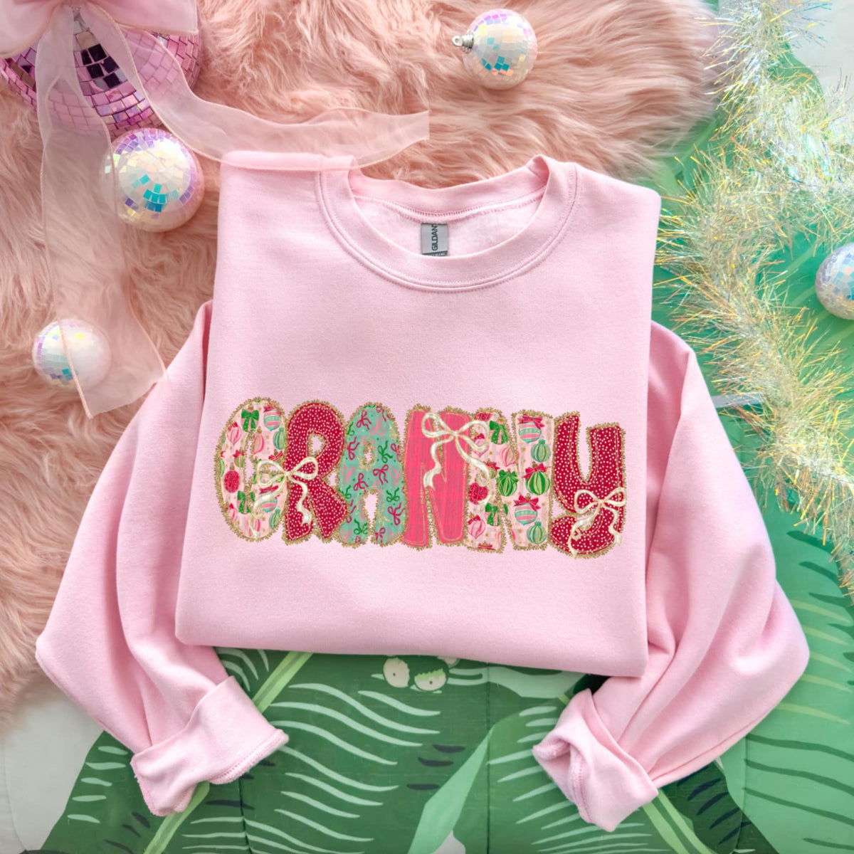 Granny Christmas font and bows SDD DTF Transfer