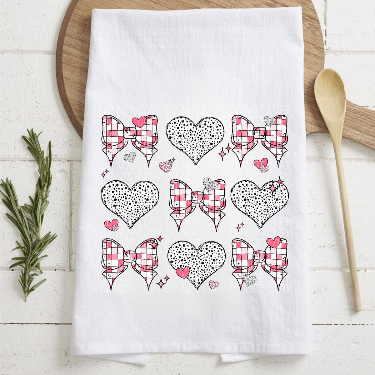 Checkered bow and heart collage (CITY) 75759 DTF transfer