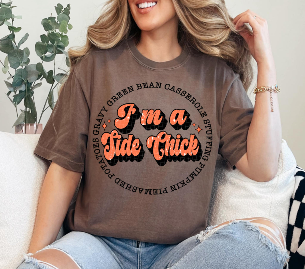 Side Chick black words (linda) DTF transfer