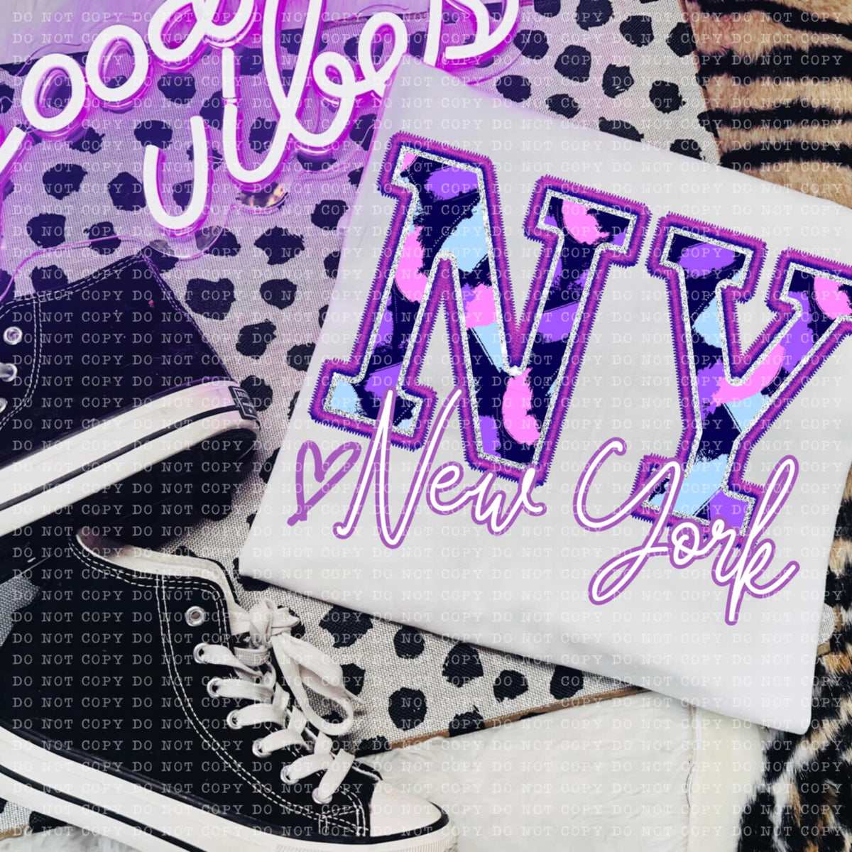 NY New York purple brushstrokes (ECHT) 94041 DTF transfer