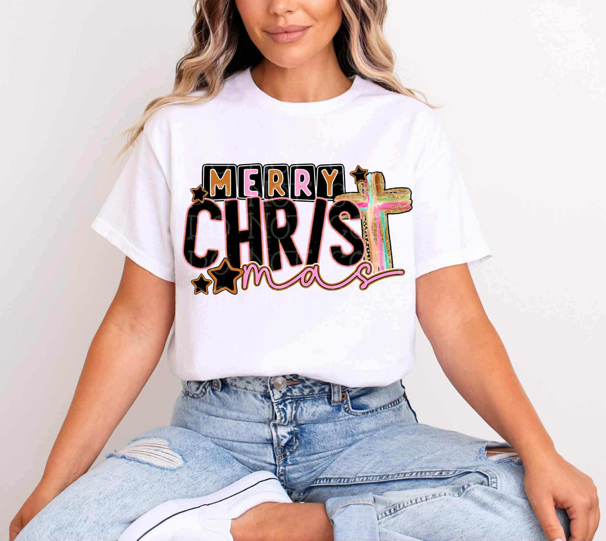 Merry Christmas with cross (C’s) DTF transfer