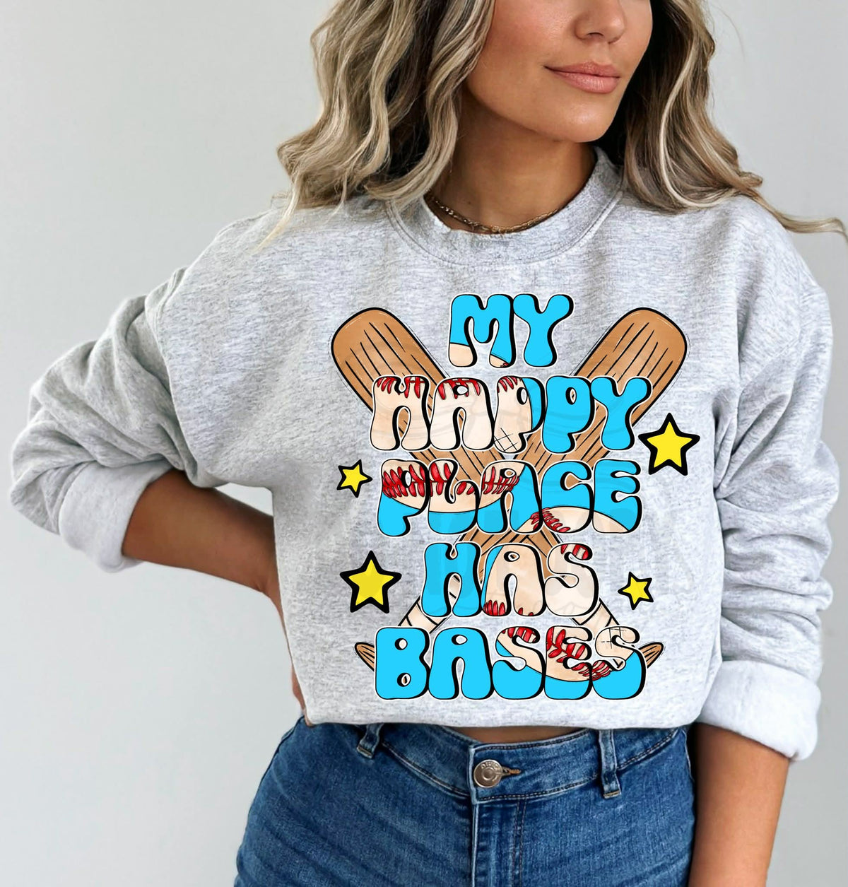 My happy place has bases baseball (c’s) DTF Transfer