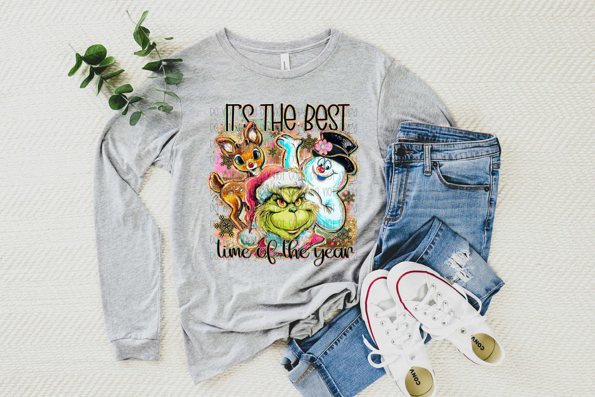 Best Time of the year green man snowman and reindeer (SSD) DTF transfer