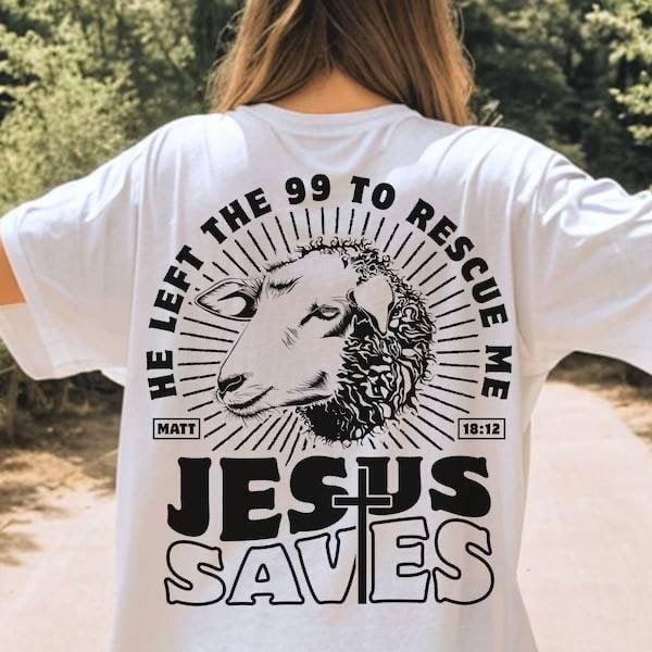 He left the 99 to rescue me Jesus saves black font (KARTA) 64007 DTF transfer
