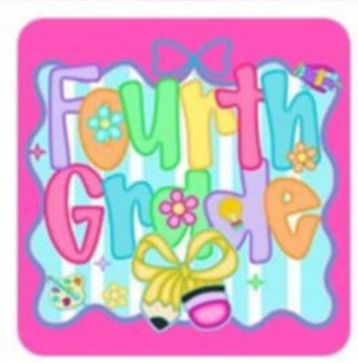 Fourth grade frame with bow 107564 DTF transfer