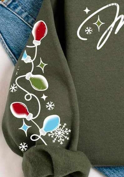 Merry white and colorful bulbs sleeve (CSC) 64095 DTF transfer