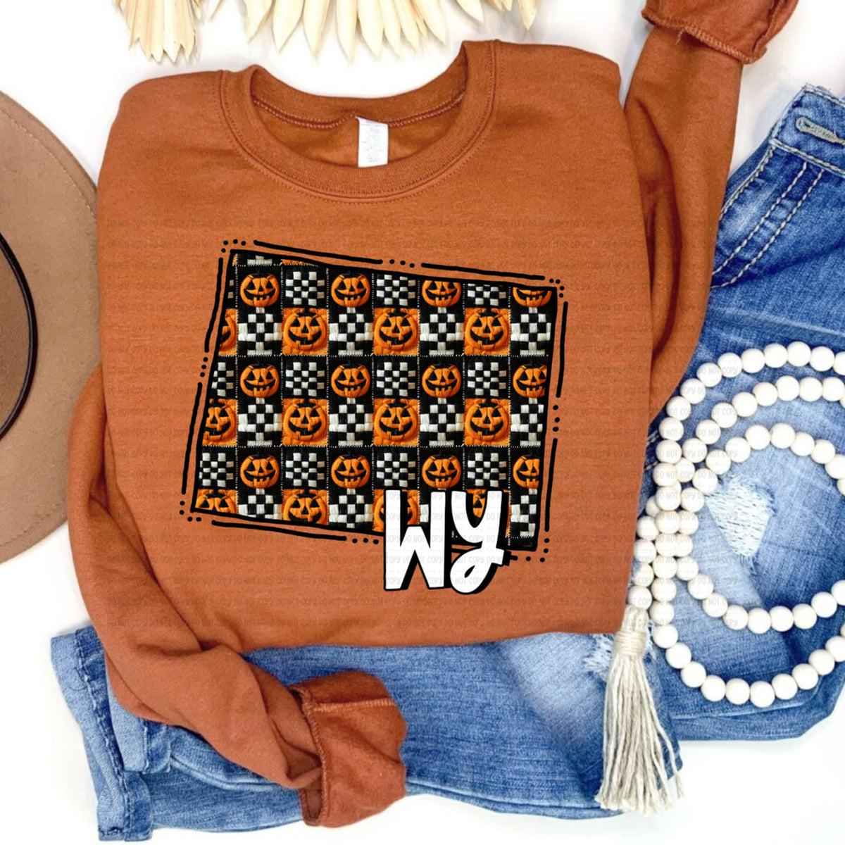 Wyoming pumpkin checker REVEL DTF transfer