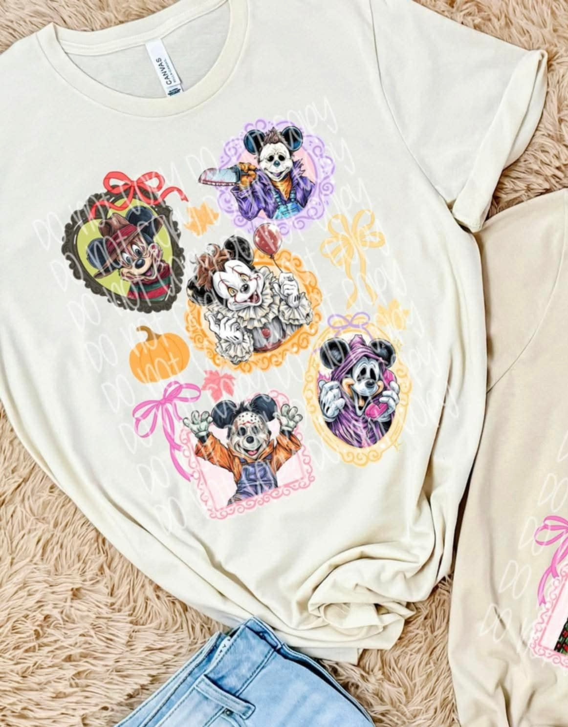 Killer Mouse frames with bows DTF transfer