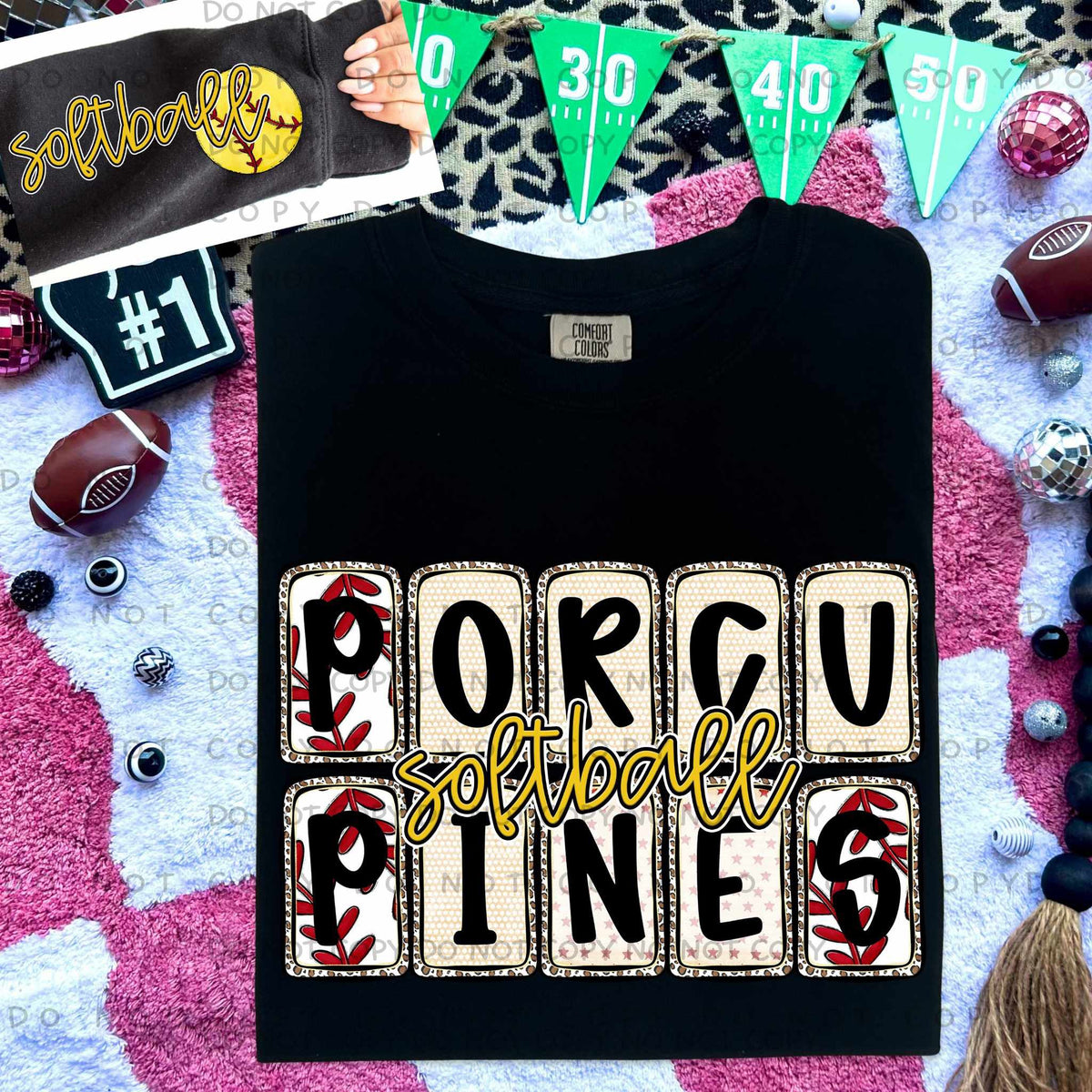 Porcupines Softball FRONT (caplinger) 82652 DTF transfer