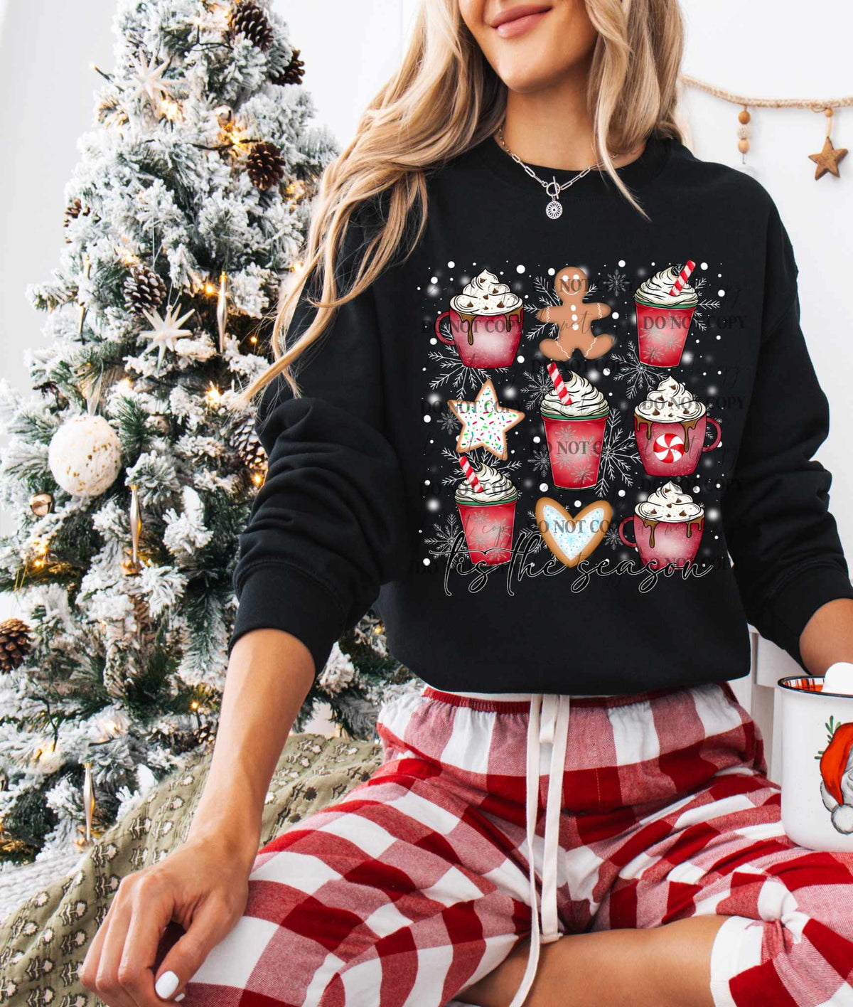 Red latte collage Tis the season 62758 DTF transfer