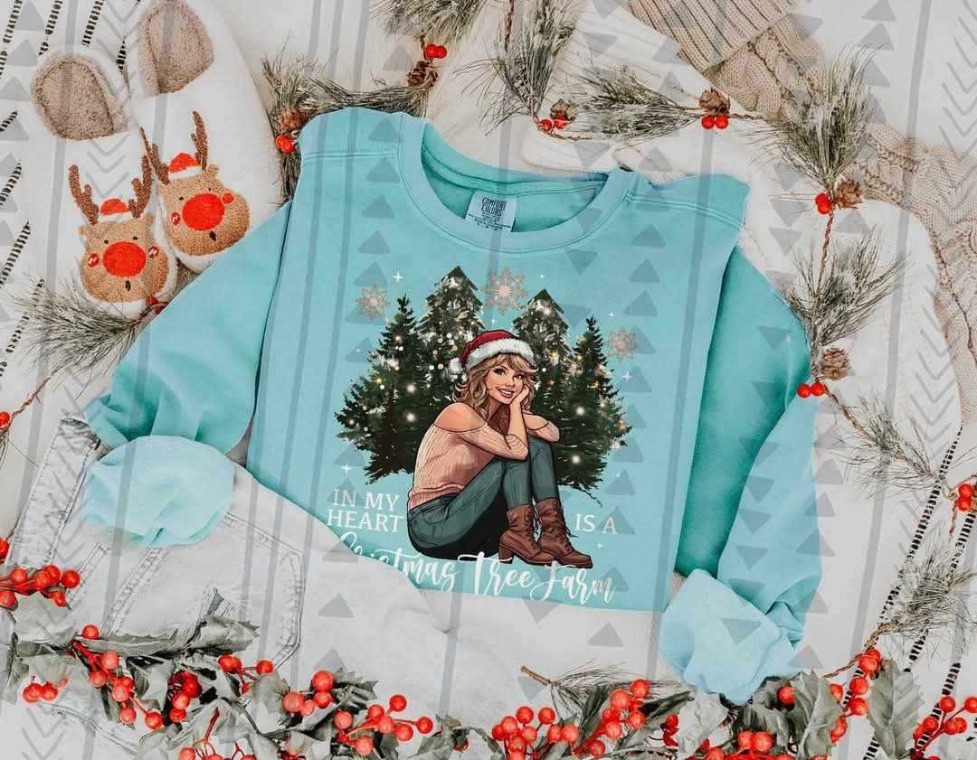 In my heart is a Christmas tree farm 75043 DTF transfer