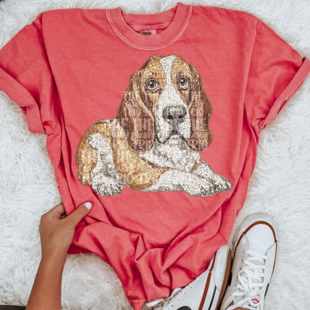 Rhinestone basset hound (Classy) 95300 DTF transfer