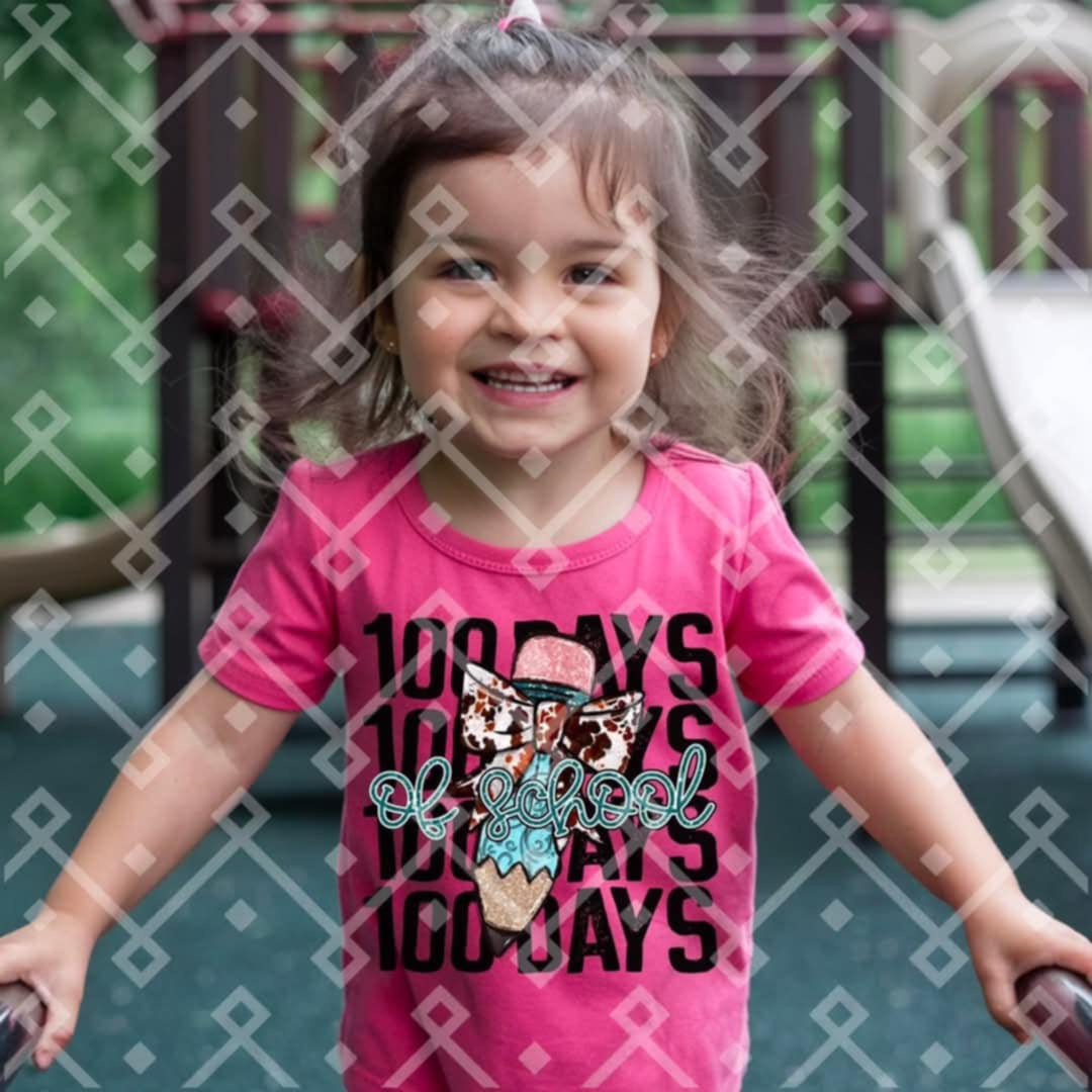 100 days of school blue pencil black font (CRAFTI) 85583 DTF transfer