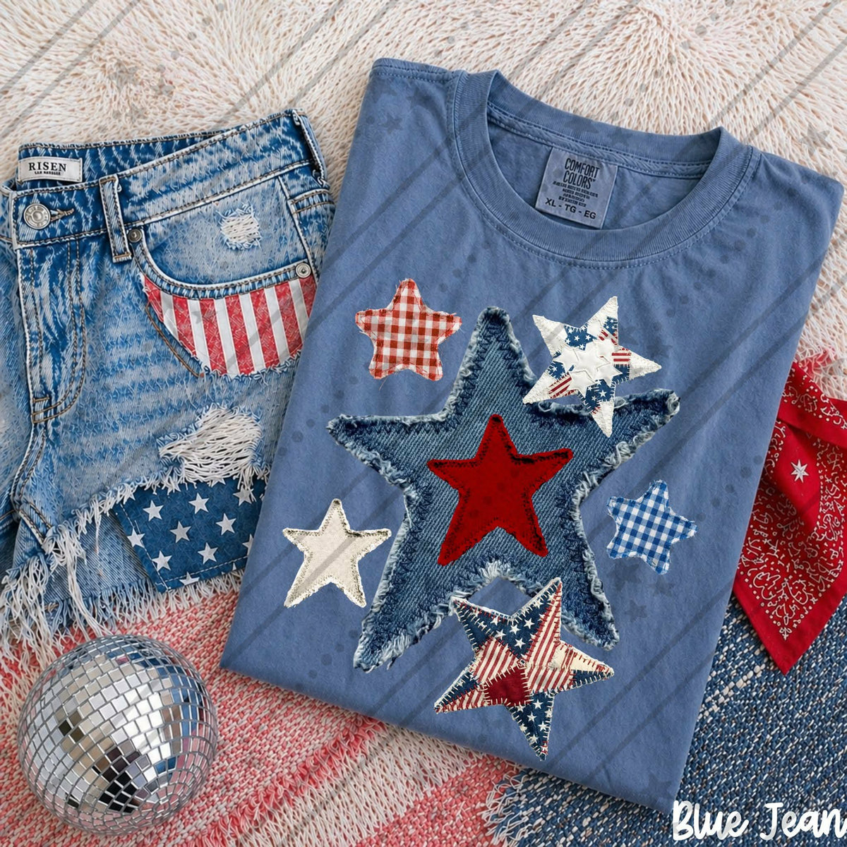 Denim stars (Carter) DTF Transfer