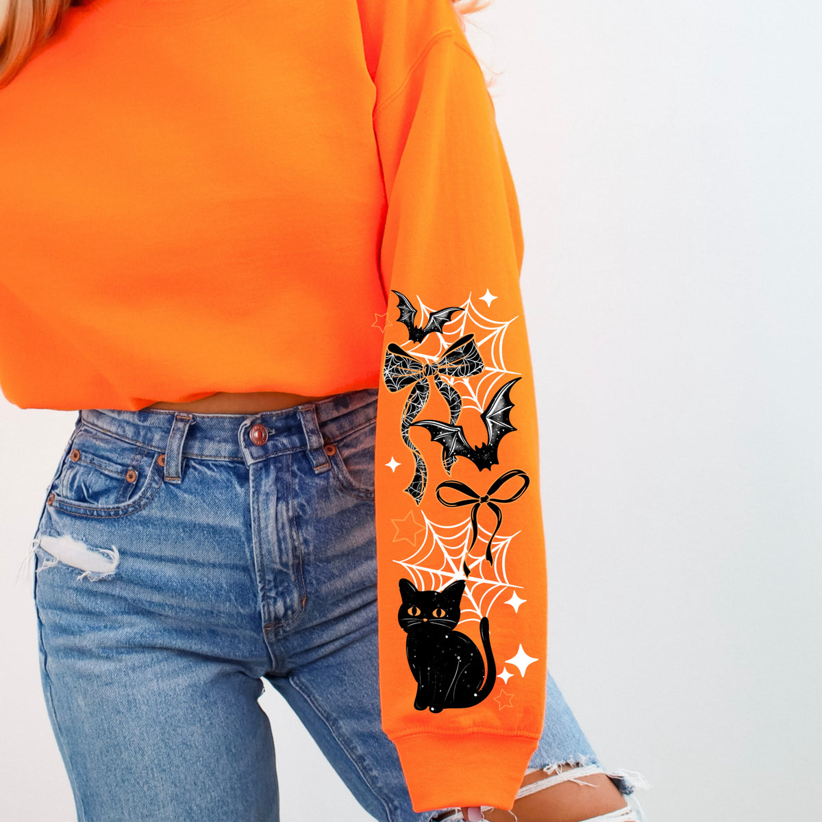 Boo ghost cat (SET TWO SLEEVES) (CSC) DTF Transfer
