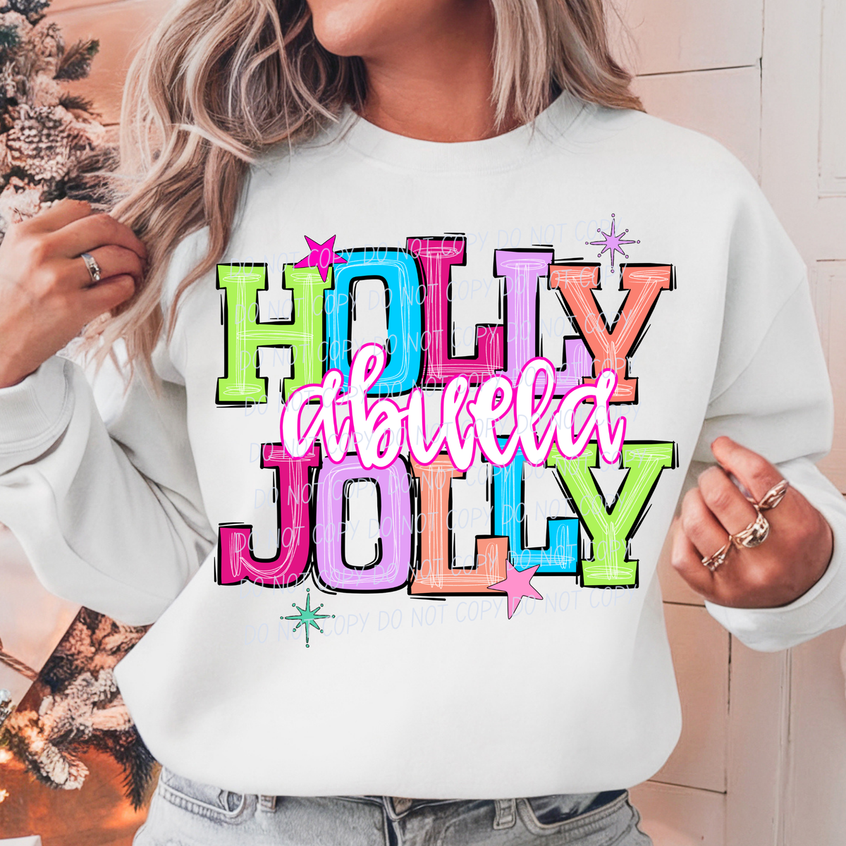 abuela holly jolly names (city) DTF Transfer