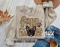 Brindle Frenchie Fur Mom Faux Embroidery DTF transfer 13713