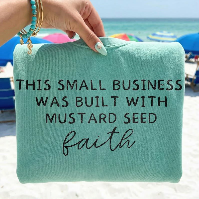 This small business was built with mustard seed faith BLACK Sunday Special DTF transfer