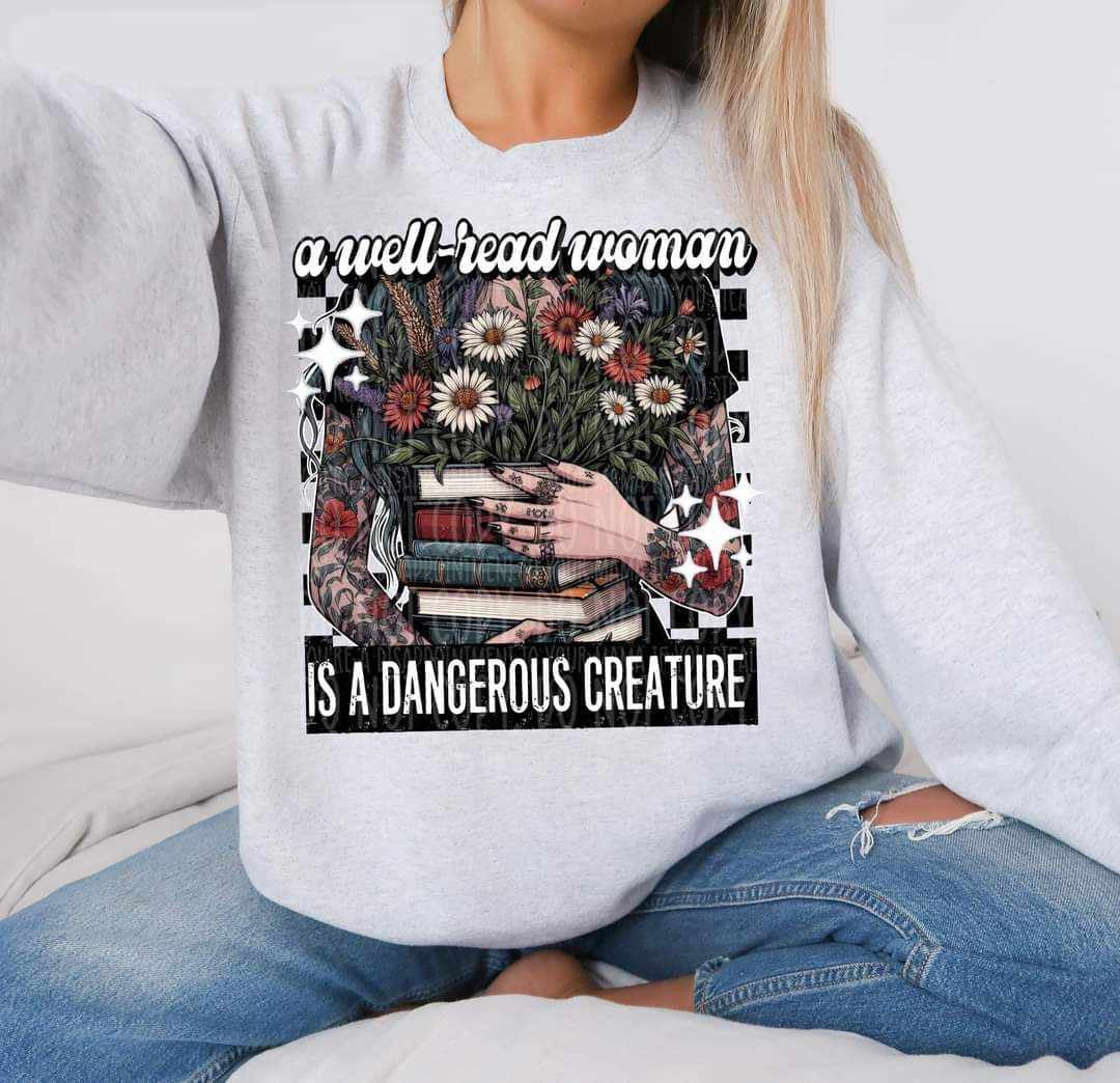 A well read woman is a dangerous creature 53687 DTF transfer