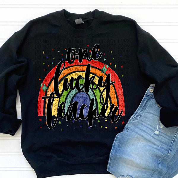 One lucky teacher rainbow (CITY) 85112 DTF transfer