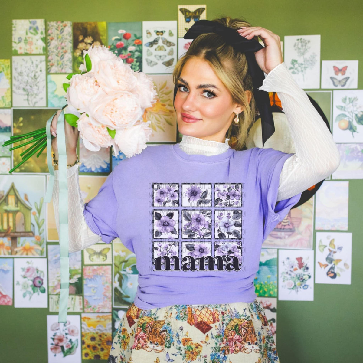 Mama purple flowers (SWD) 94545 DTF transfer