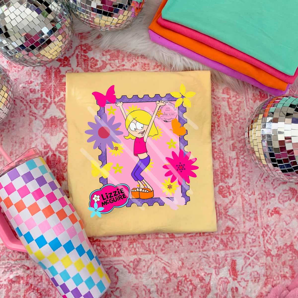 Lizzie Purple and pink Stamp 110555 DTF transfer