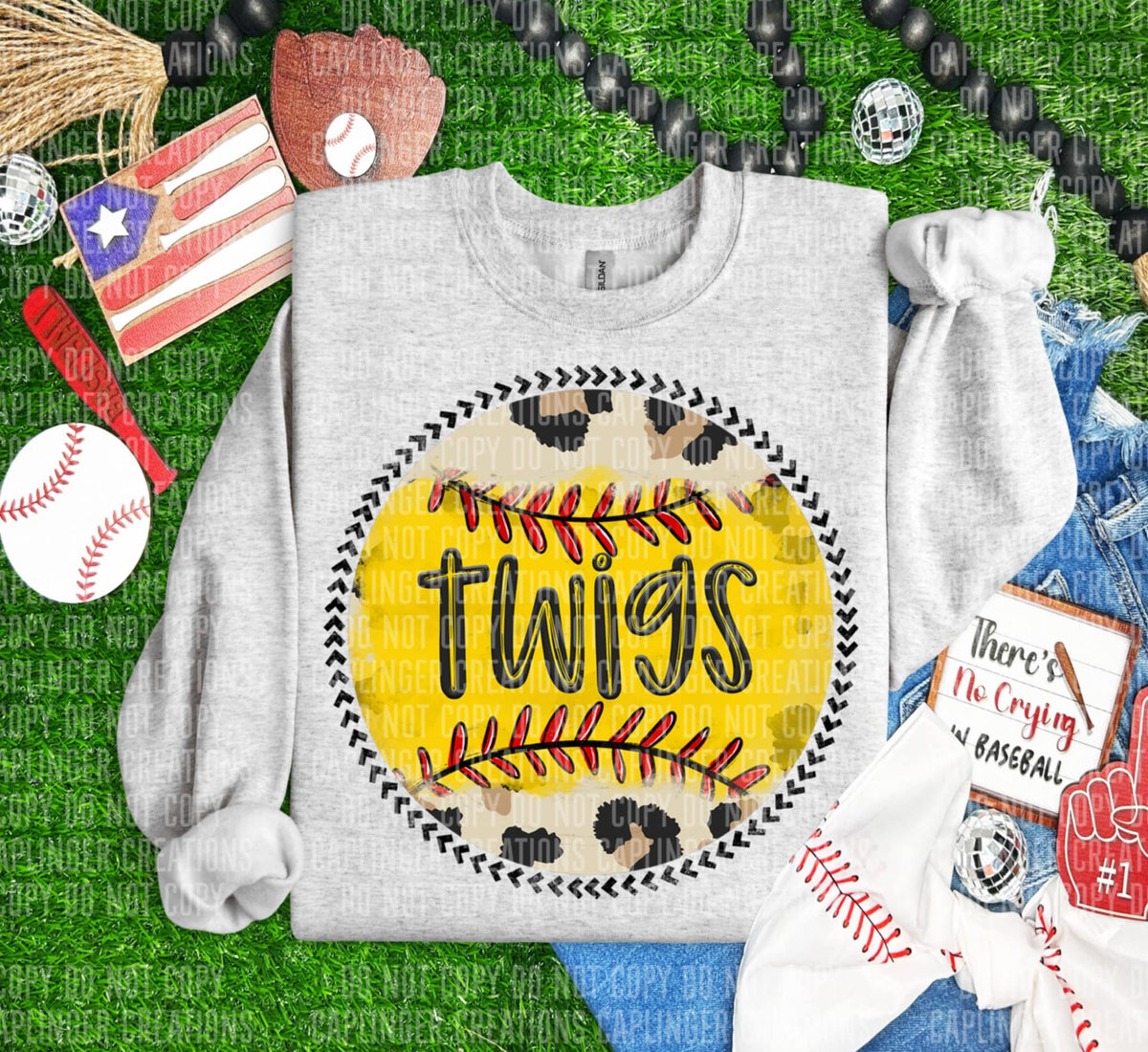 Twigs softball background (Caplinger) 90967 DTF transfer