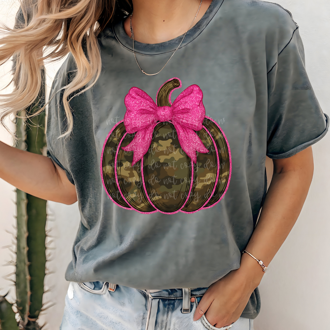 Camo Pumpkin Pink Bow (Parker) DTF transfer