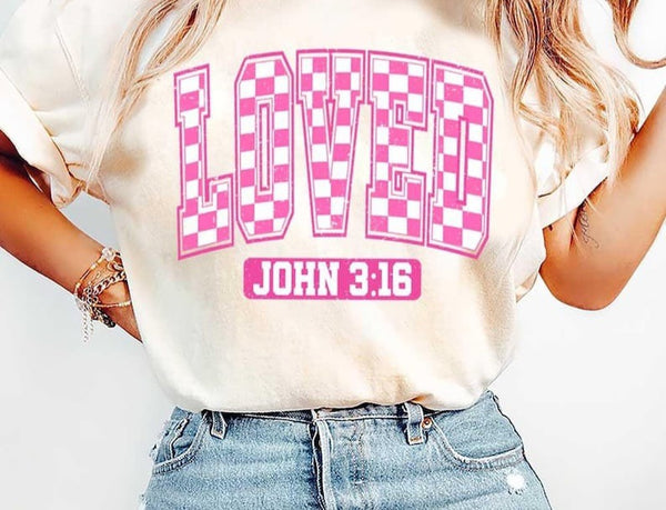 Love pink checkered 75930 DTF transfer
