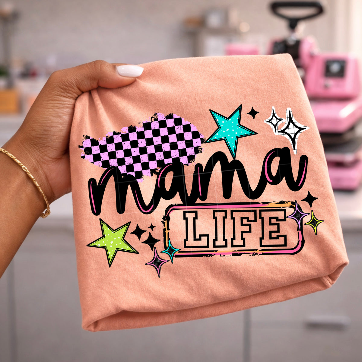 Mama life with colorful stars (CSC) DTF Transfer