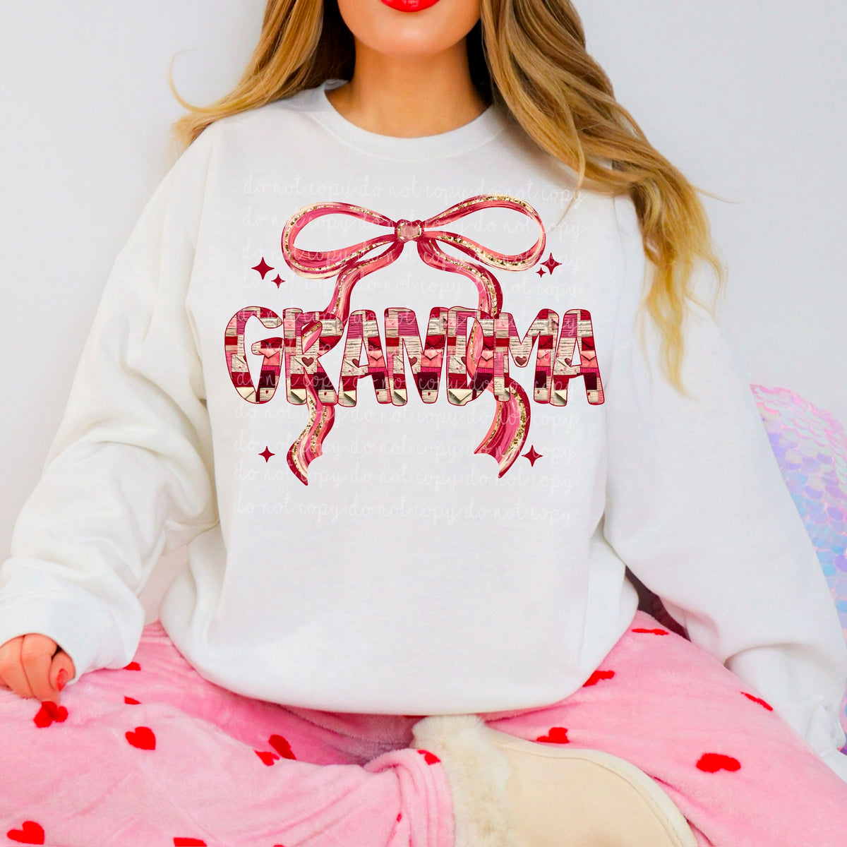 Grandma Valentines Font with bow (exclusive) DTF transfer